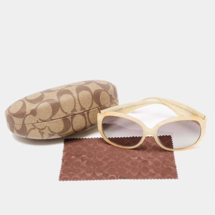 Pre Owned Coach White Marble 5071/11 Oval Gradient Sunglasses