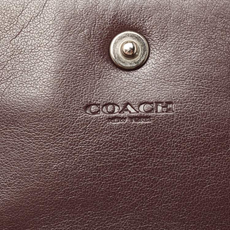 Pre Owned Coach Multicolor Signature Canvas And Leather Chain Crossbody Phone Pouch