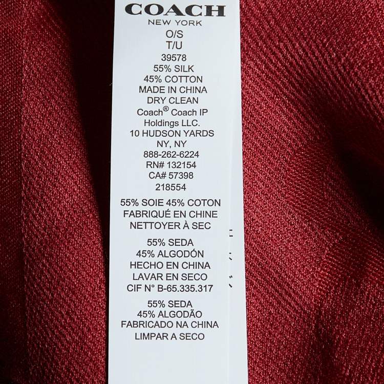 Pre Owned Coach Red Signature C Wrap Cotton & Silk Scarf