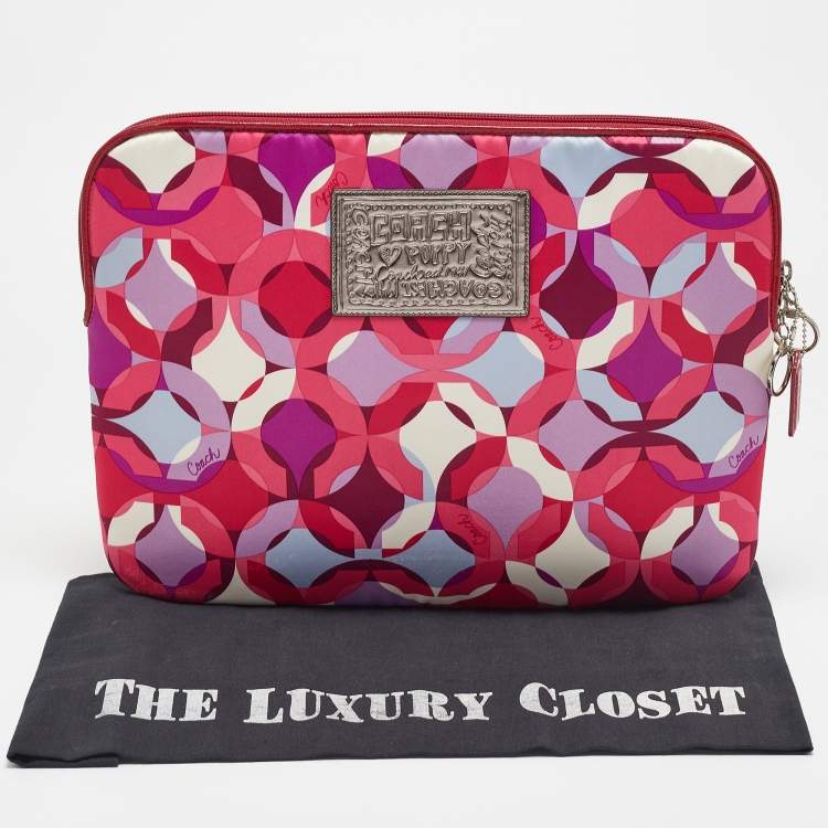 Pre Owned Coach Multicolor Satin Printed Laptop Sleeve