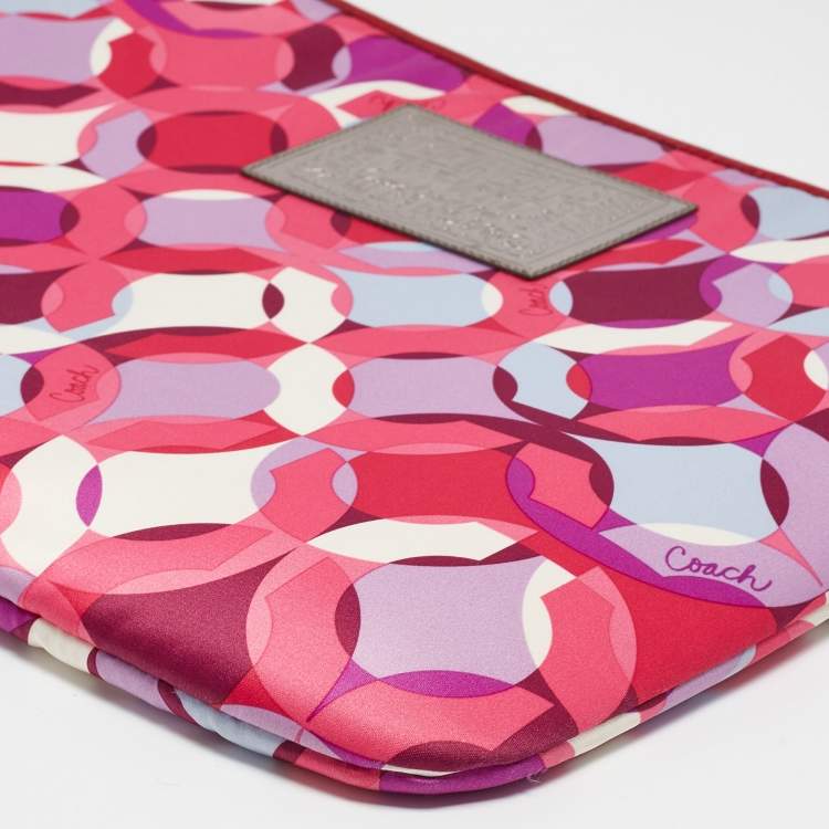 Pre Owned Coach Multicolor Satin Printed Laptop Sleeve