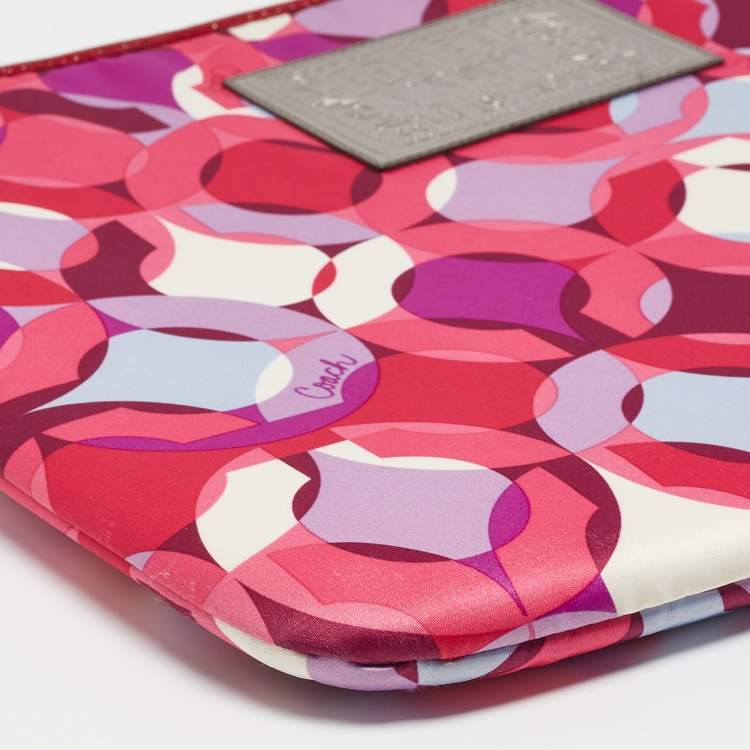 Pre Owned Coach Multicolor Satin Printed Laptop Sleeve