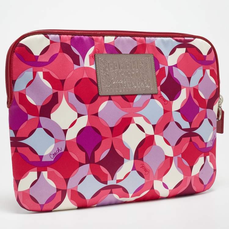 Pre Owned Coach Multicolor Satin Printed Laptop Sleeve