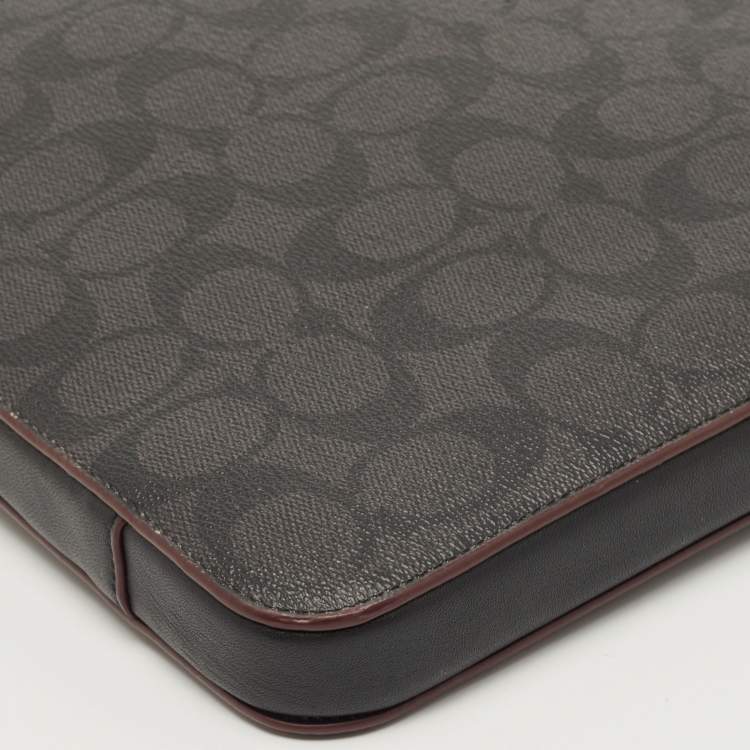 Pre Owned Coach Black Signature Coated Canvas and Leather Laptop Sleeve