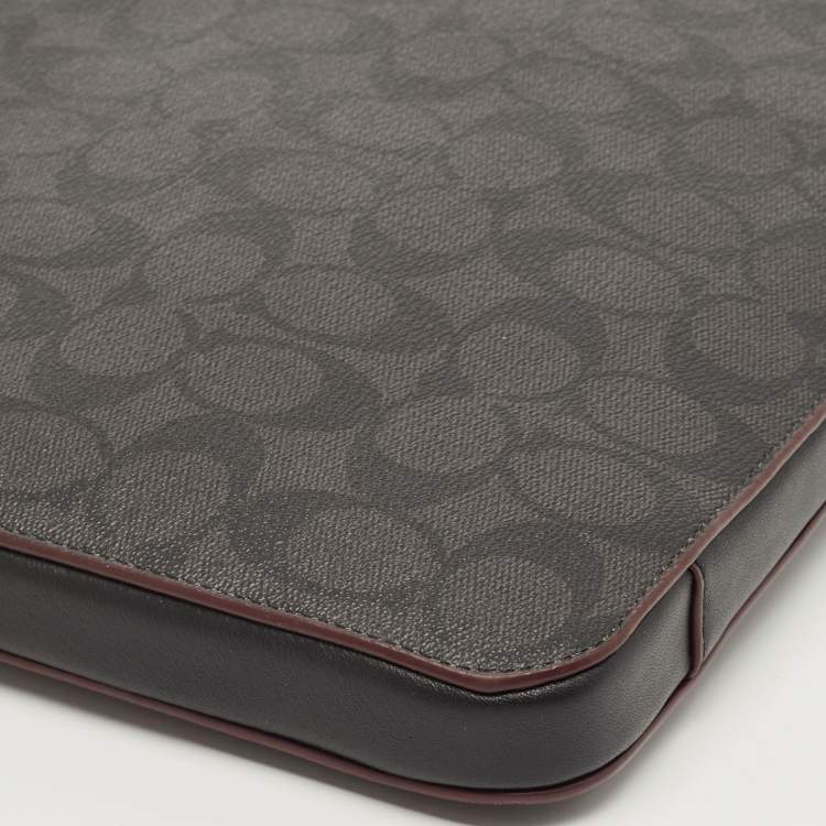 Pre Owned Coach Black Signature Coated Canvas and Leather Laptop Sleeve