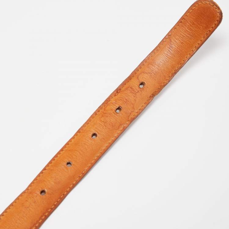 Pre Owned Coach Tan Leather Slim Buckle Belt 70CM