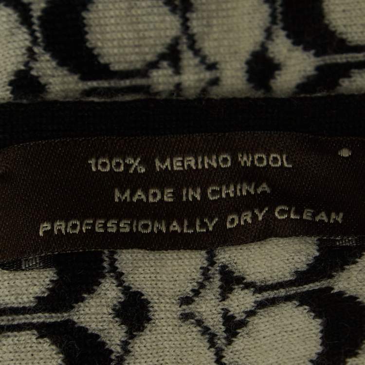 Pre Owned Coach Vintage White/Black Monogram Wool Winter Scarf