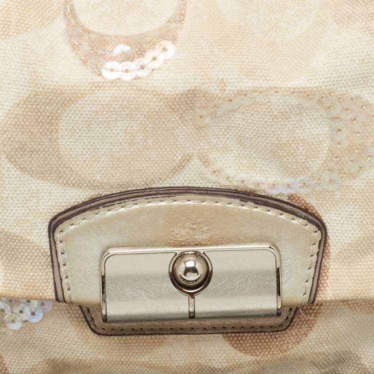 Pre Owned Coach Multicolor Signature Canvas and Sequins Kristine Hobo