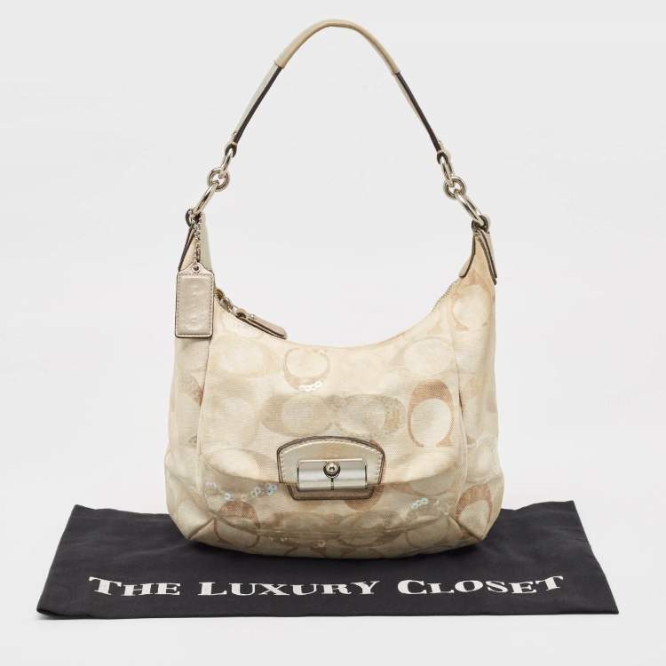 Pre Owned Coach Multicolor Signature Canvas and Sequins Kristine Hobo