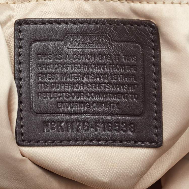 Pre Owned Coach Beige/Brown Signature Canvas and Leather Hobo