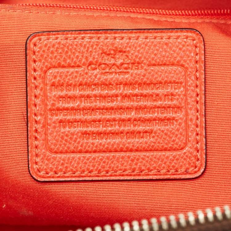 Pre Owned Coach Orange/Signature Coated Canvas and Leather Cora Dome Satchel