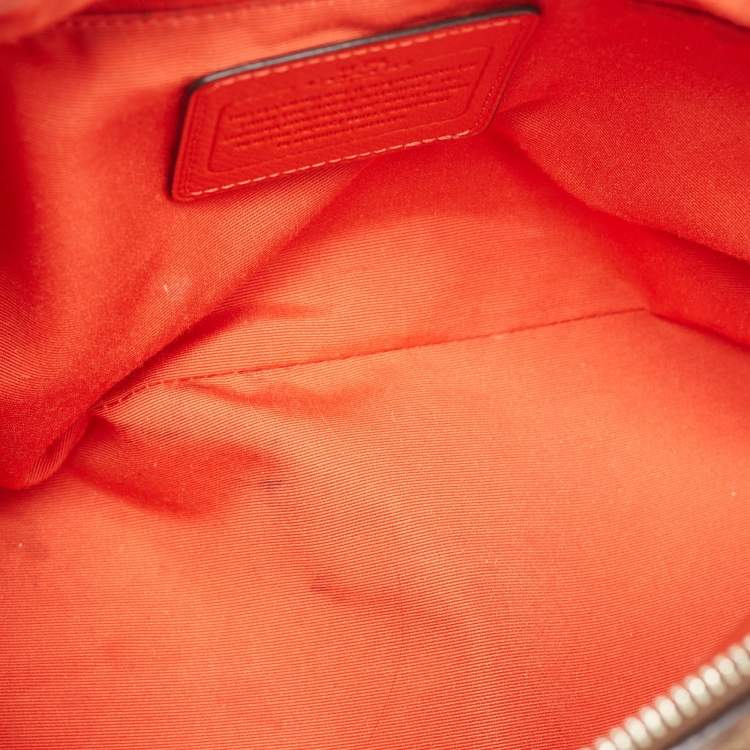 Pre Owned Coach Orange/Signature Coated Canvas and Leather Cora Dome Satchel