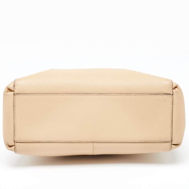 Pre Owned Coach Beige Leather Mini Christie Carryall Double Zip Tote