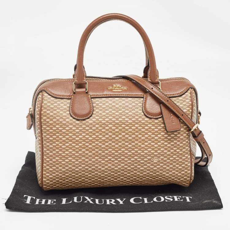 Pre Owned Coach Brown Printed Coated Canvas and Leather Mini Bennett Satchel