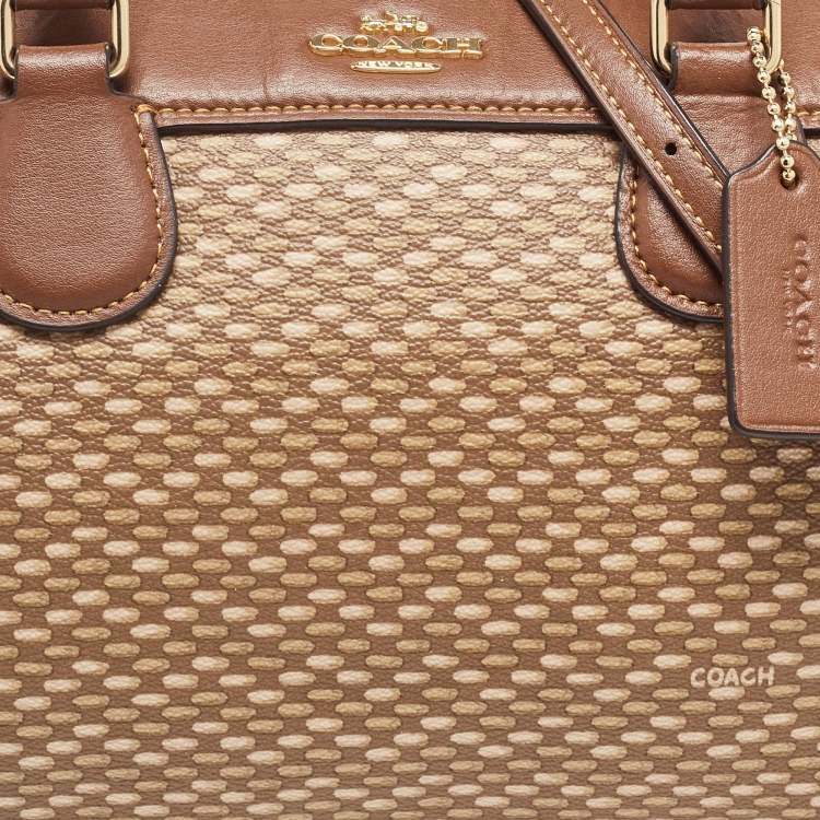 Pre Owned Coach Brown Printed Coated Canvas and Leather Mini Bennett Satchel