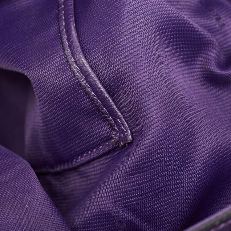 Pre Owned Coach Purple Leather Large Horse & Carriage Large Edie Shoulder Bag