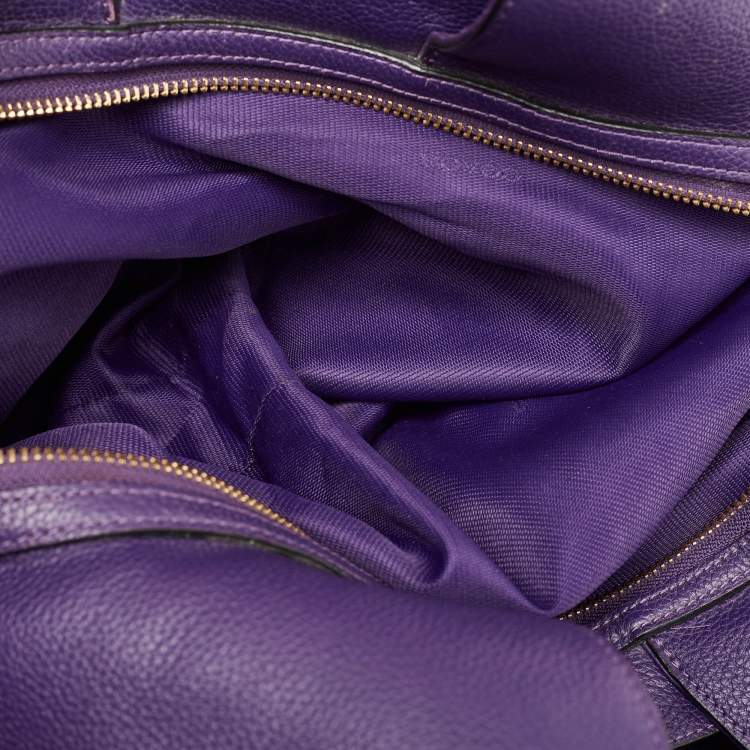 Pre Owned Coach Purple Leather Large Horse & Carriage Large Edie Shoulder Bag