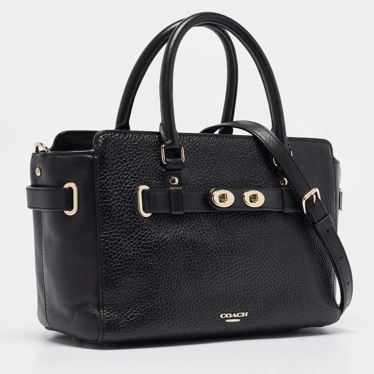 Pre Owned Coach Black Leather Blake Carryall 25 Tote