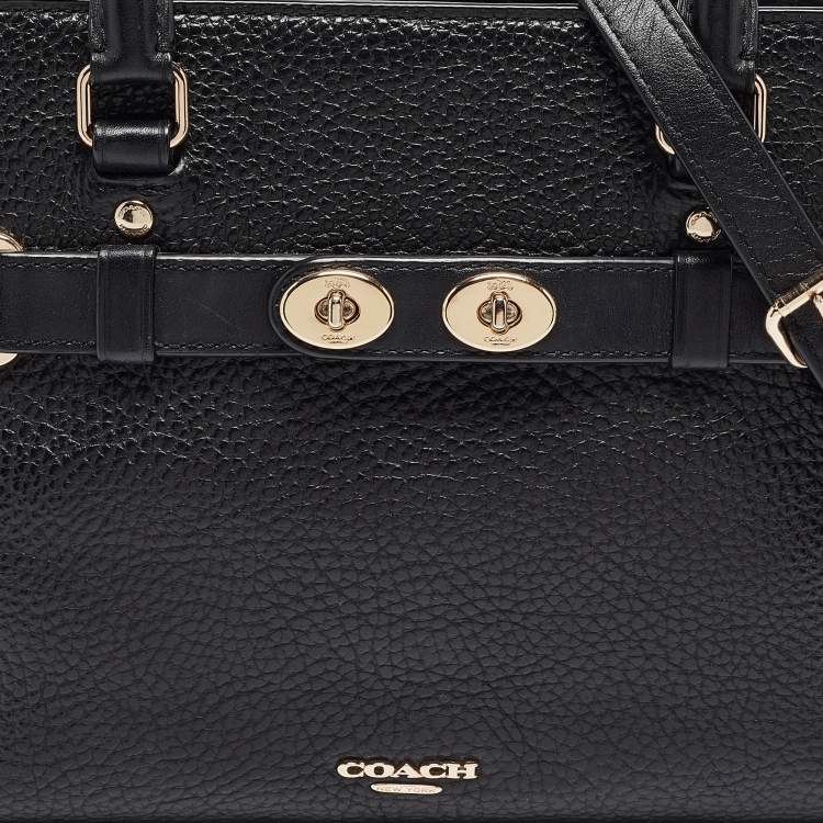 Pre Owned Coach Black Leather Blake Carryall 25 Tote