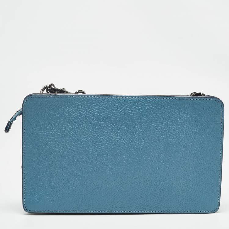 Pre Owned Coach Blue Leather Noa Pop Up Crossbody Bag