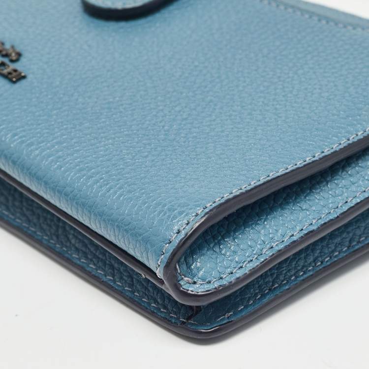 Pre Owned Coach Blue Leather Noa Pop Up Crossbody Bag