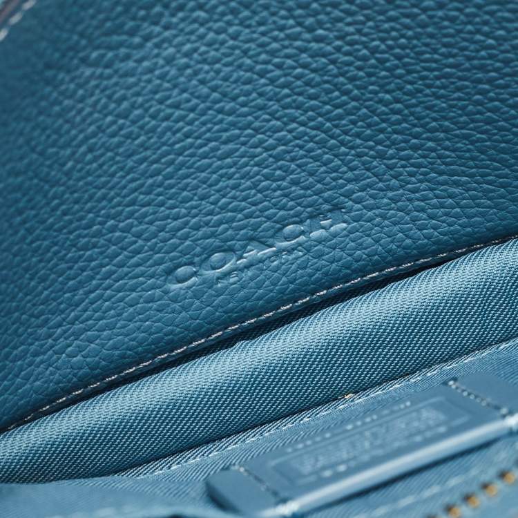 Pre Owned Coach Blue Leather Noa Pop Up Crossbody Bag