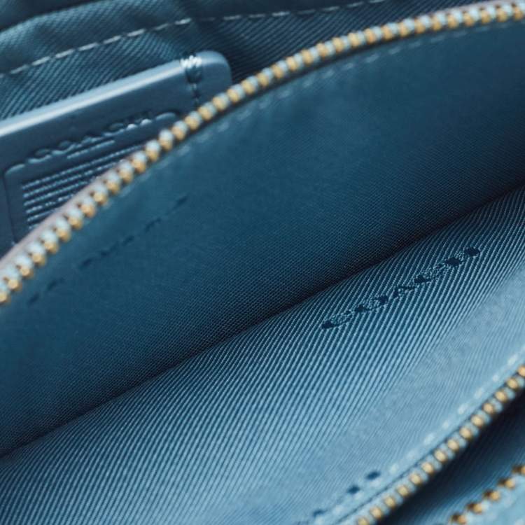 Pre Owned Coach Blue Leather Noa Pop Up Crossbody Bag