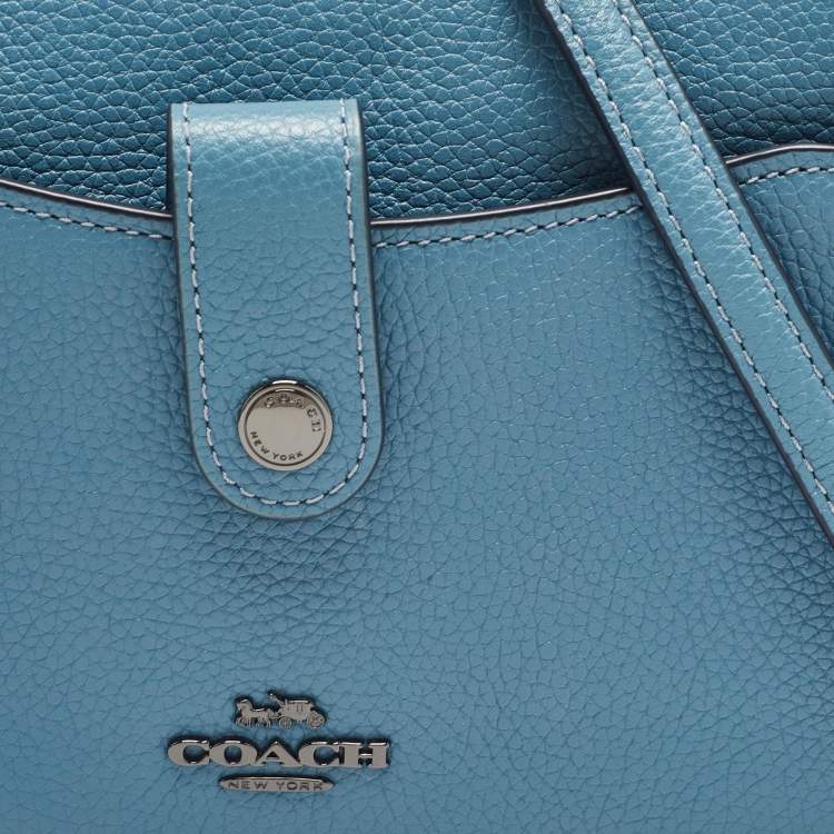 Pre Owned Coach Blue Leather Noa Pop Up Crossbody Bag