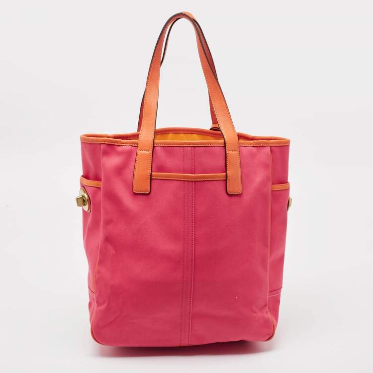 مملوكة مسبقًا Coach Pink/Orange Canvas and Leather Bonnie Cashin Tote