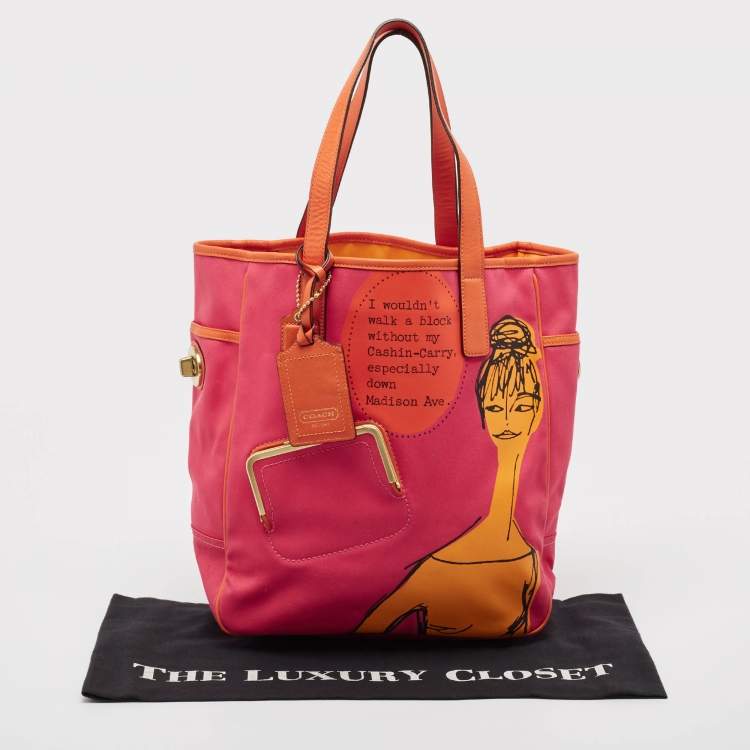 مملوكة مسبقًا Coach Pink/Orange Canvas and Leather Bonnie Cashin Tote