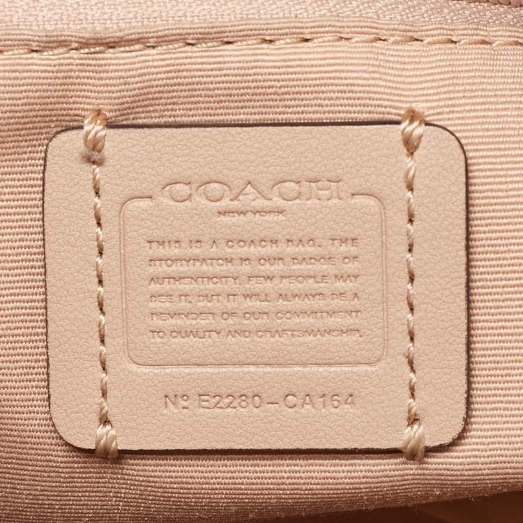 Pre Owned Coach Beige/Brown Leather Andy Drawstring Crossbody Bag