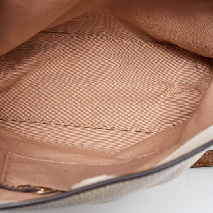 Pre Owned Coach Beige/Brown Leather Andy Drawstring Crossbody Bag