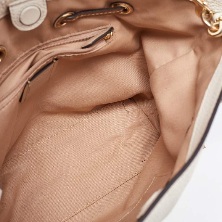 Pre Owned Coach Beige/Brown Leather Andy Drawstring Crossbody Bag