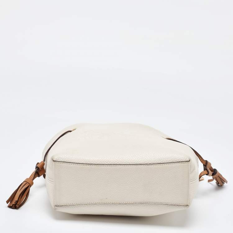 Pre Owned Coach Beige/Brown Leather Andy Drawstring Crossbody Bag