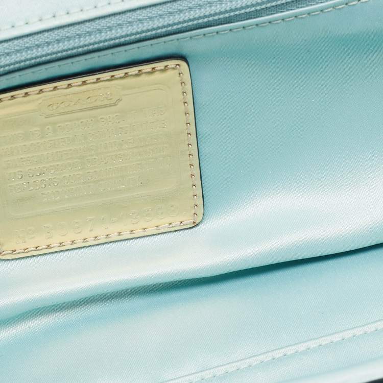 Pre Owned Coach Black Satin and Patent Leather Kiss Lock Chain Clutch