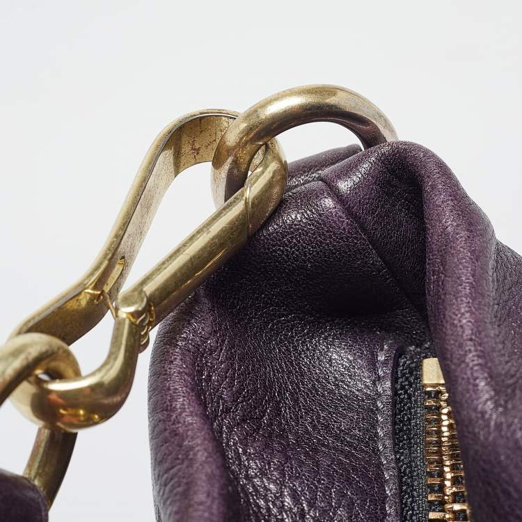 Pre Owned Coach Purple Leather Large Brooke Hobo