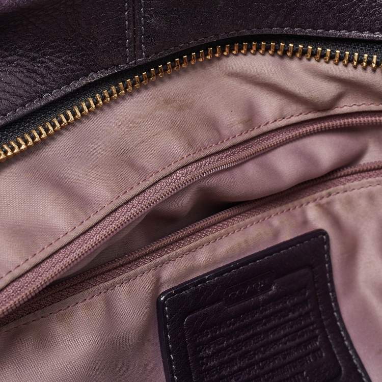 Pre Owned Coach Purple Leather Large Brooke Hobo