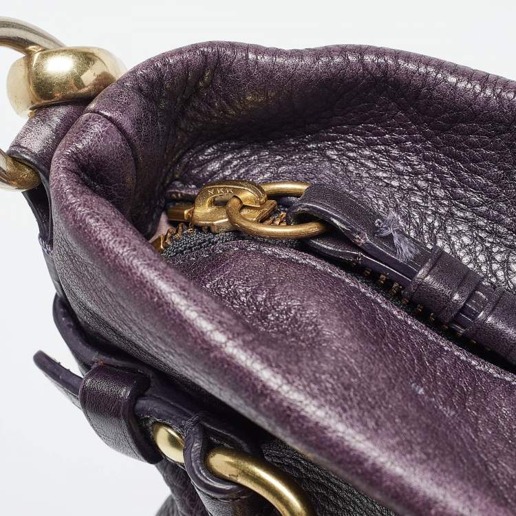 Pre Owned Coach Purple Leather Large Brooke Hobo