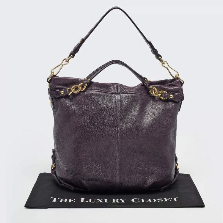 Pre Owned Coach Purple Leather Large Brooke Hobo