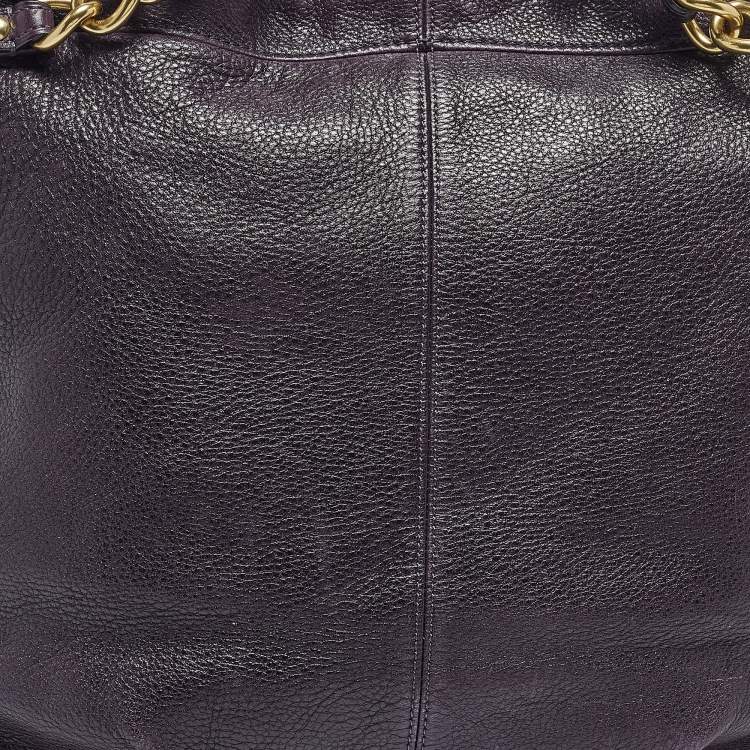 Pre Owned Coach Purple Leather Large Brooke Hobo