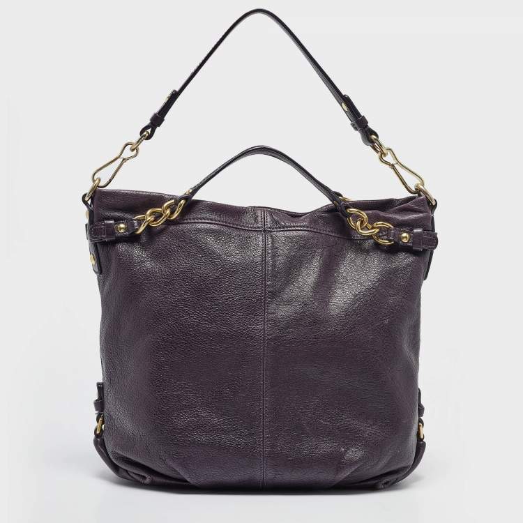 Pre Owned Coach Purple Leather Large Brooke Hobo