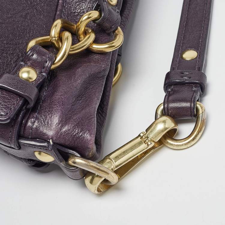 Pre Owned Coach Purple Leather Large Brooke Hobo