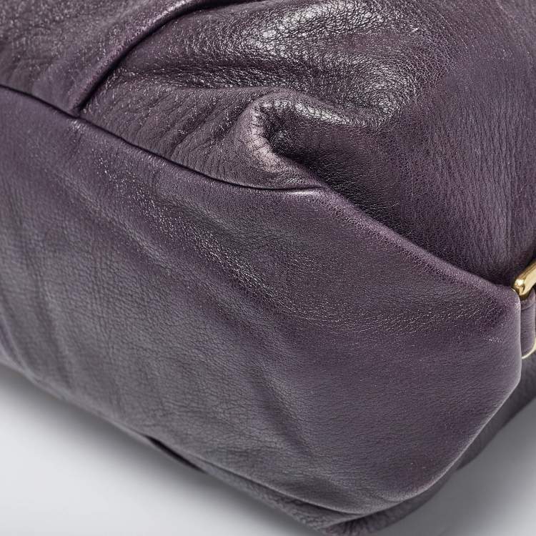 Pre Owned Coach Purple Leather Large Brooke Hobo