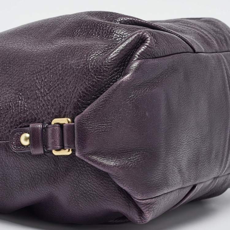 Pre Owned Coach Purple Leather Large Brooke Hobo