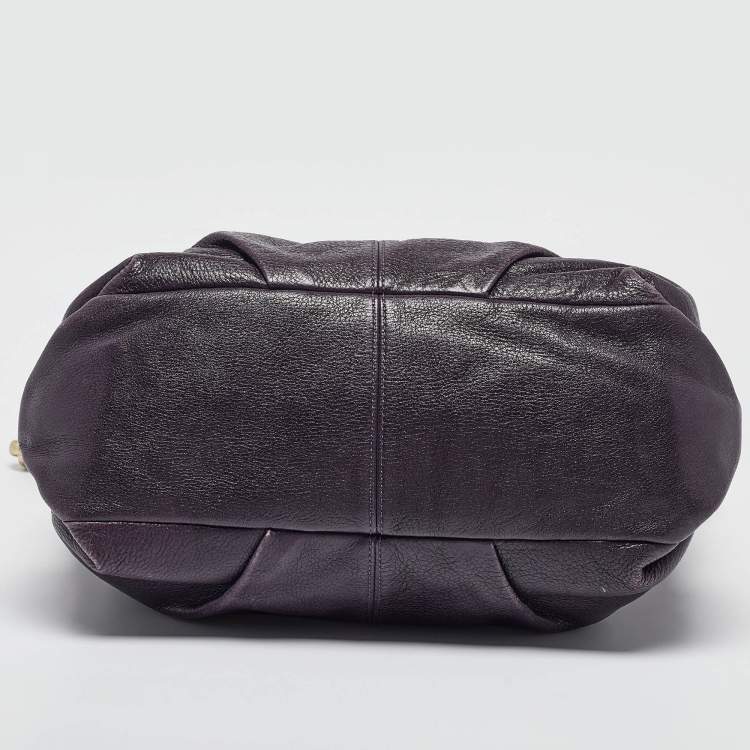 Pre Owned Coach Purple Leather Large Brooke Hobo