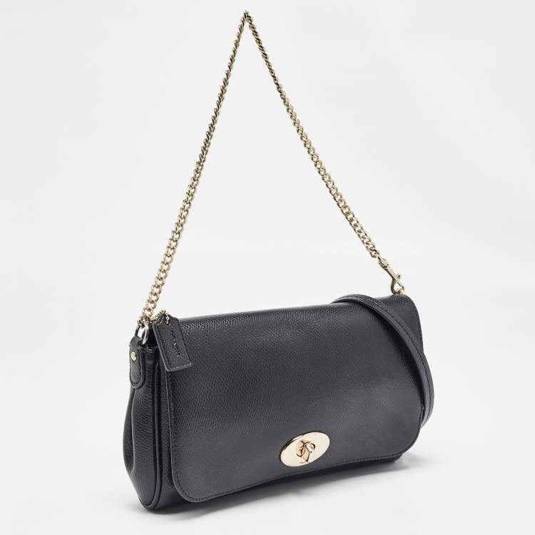 Pre Owned Coach Black Leather Crosstown Turnlock Crossbody Bag
