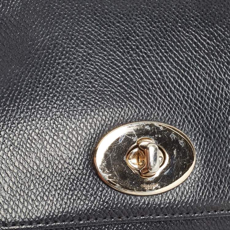 Pre Owned Coach Black Leather Crosstown Turnlock Crossbody Bag