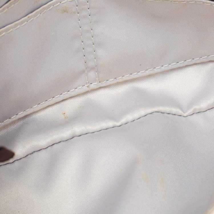 Pre Owned Coach Beige Quilted Leather Push Lock Crossbody Bag