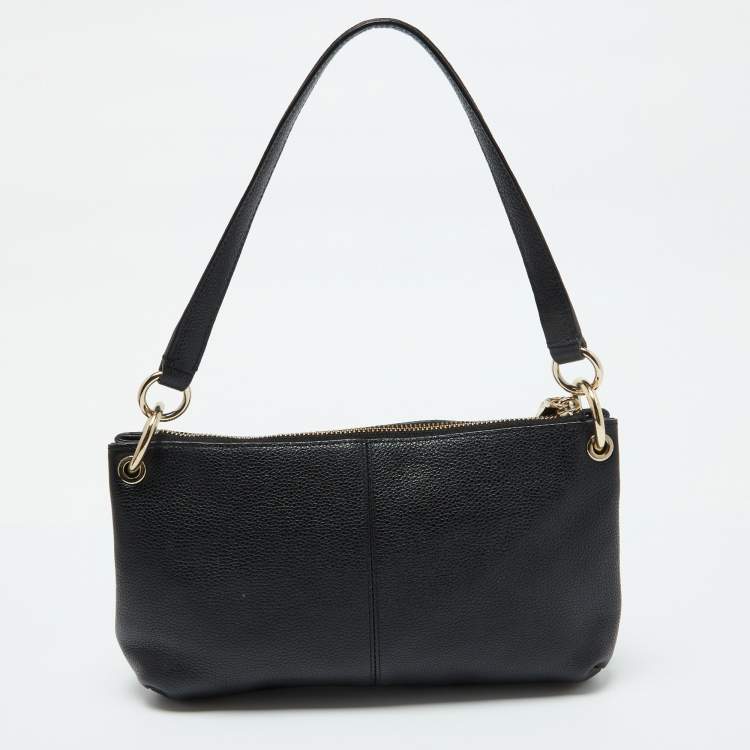 Pre Owned Coach Black Leather Embossed Horse and Carriage Bag