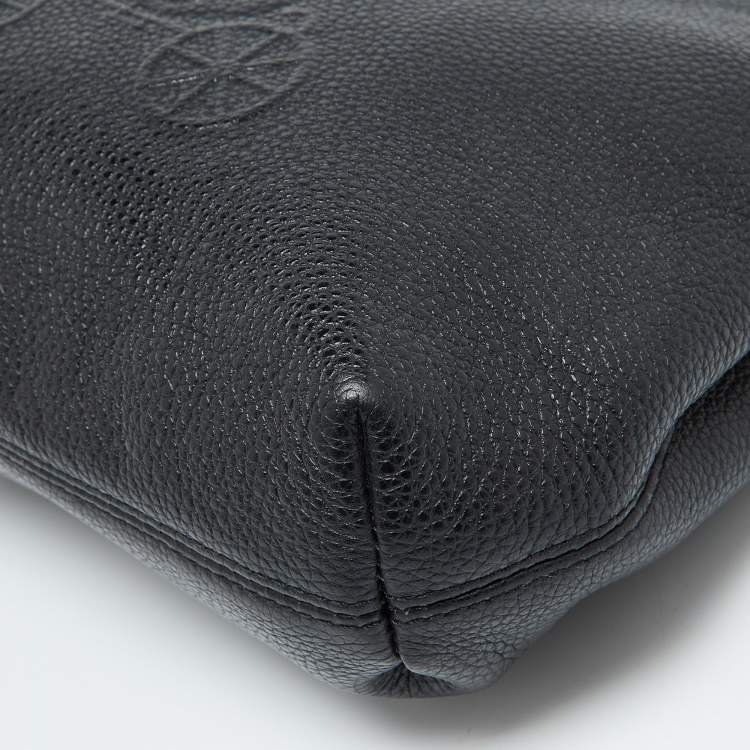 Pre Owned Coach Black Leather Embossed Horse and Carriage Bag